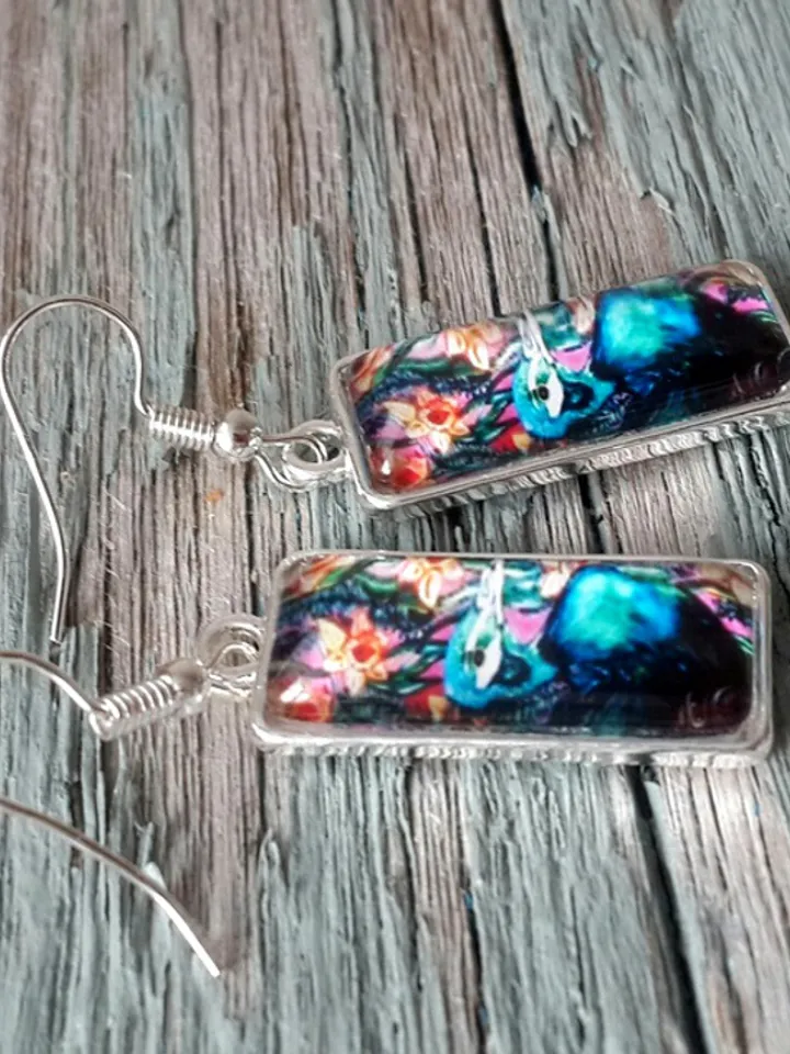 Peacock William Morris Earrings Dangle