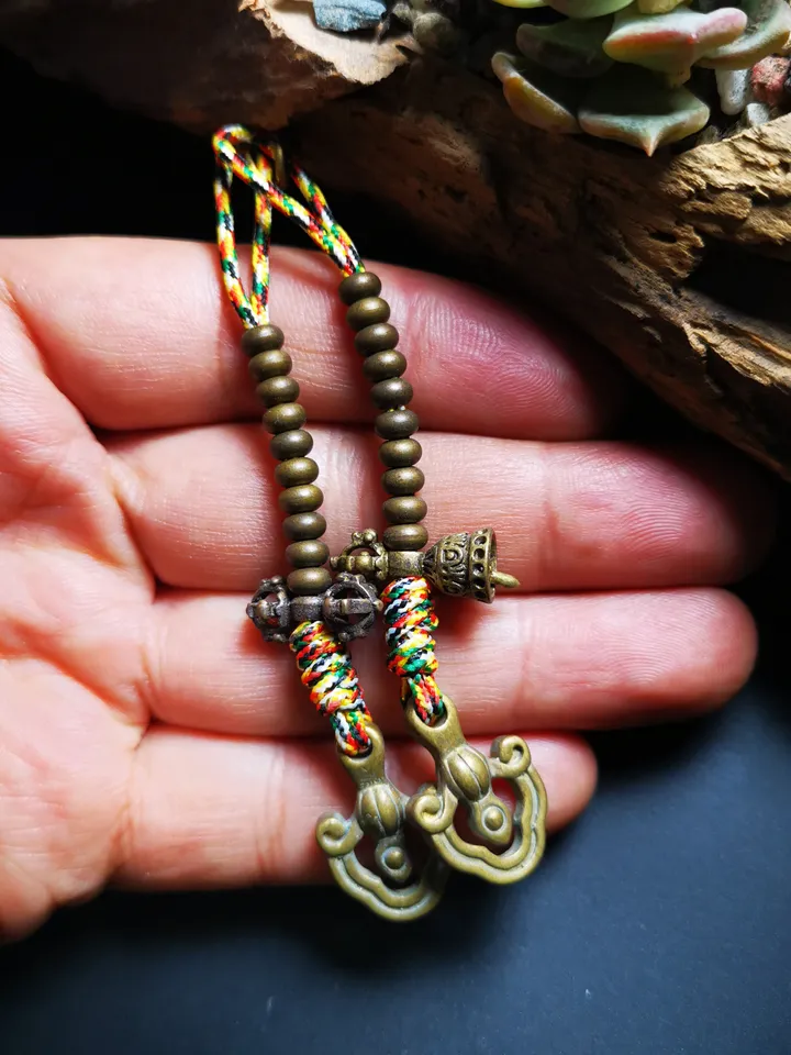 Gandhanra Handmade 5mm Tibetan Buddhist Mala Counters,Prayer Bead Counters, Carved with Dorje and Vajra / Kartika and Kila,Made of Brass