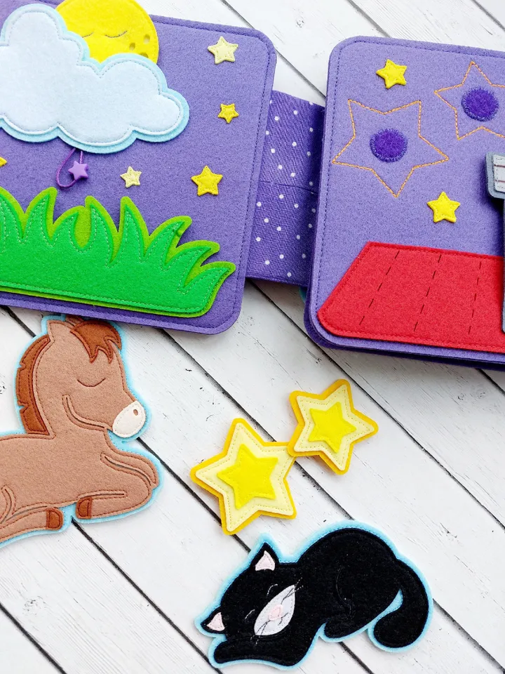 Educational Montessori mini book "SLEEP", the first tactile book for children
