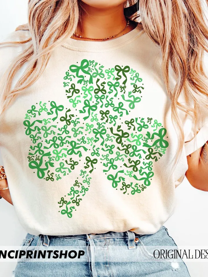 2 files, St Patricks Day Coquette PNG, Lucky Shamrock PNG, St Patricks Png, Lucky Png, Irish Png, Clover Png, Retro St Patricks, Green Bow