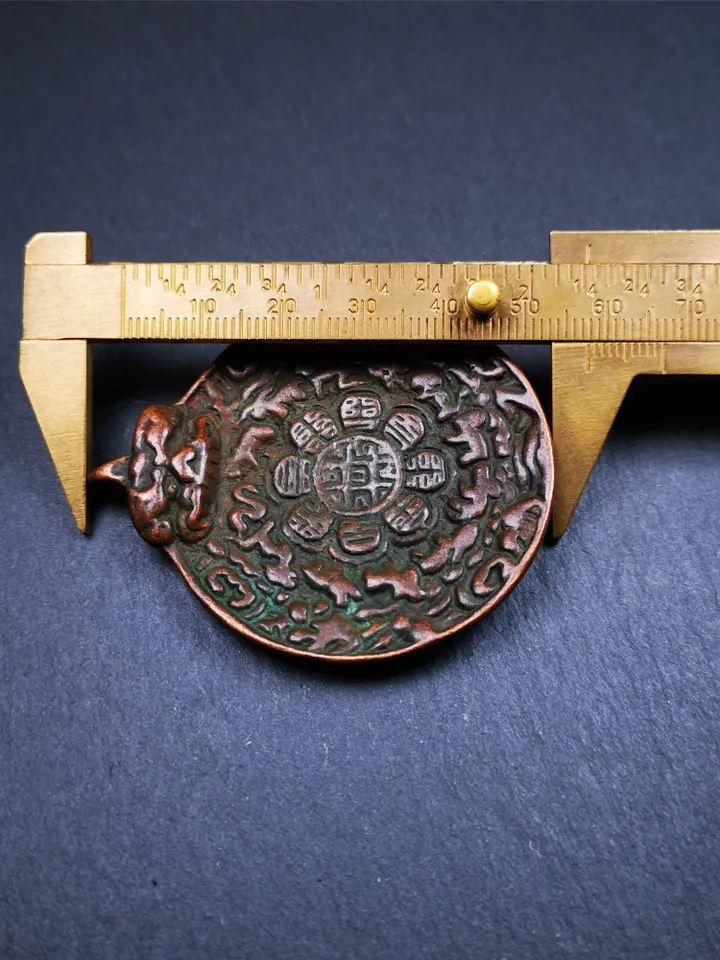 Gandhanra Acient Tibetan Buddhist Amulet,Melong Mirror,Calendar Badge,SIPAHO(srid pa ho),Unique 2 Sided Pattern,1.89&quot;