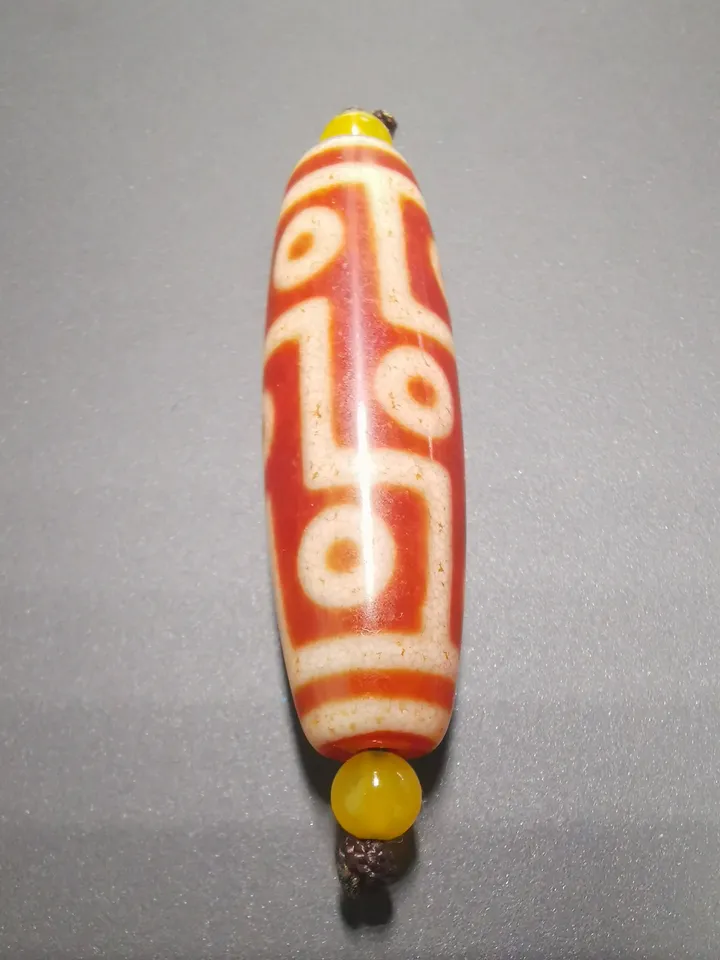 Gandhanra Ancient Tibetan Fire Agate 9 Eyes Dzi Bead, Prayer Bead, Attract Wealth and Good Luck, zee Bead