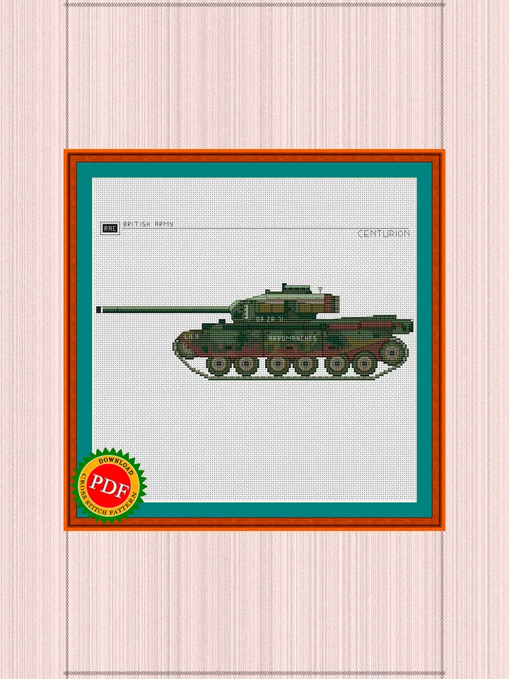 Centurion Tank Cross Stitch Pattern | Main Battle Tank Centurion | British Tank Centurion Chart