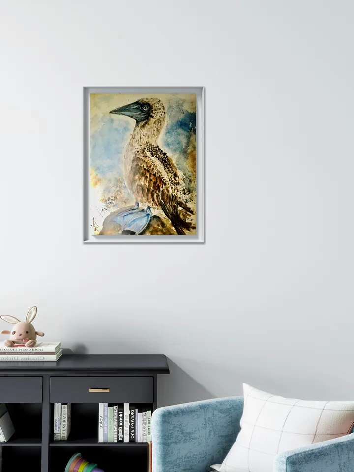 Blue footed booby original watercolour painting,exotic birds painting,birds wall decoration,interier design,unique handmade gifts.