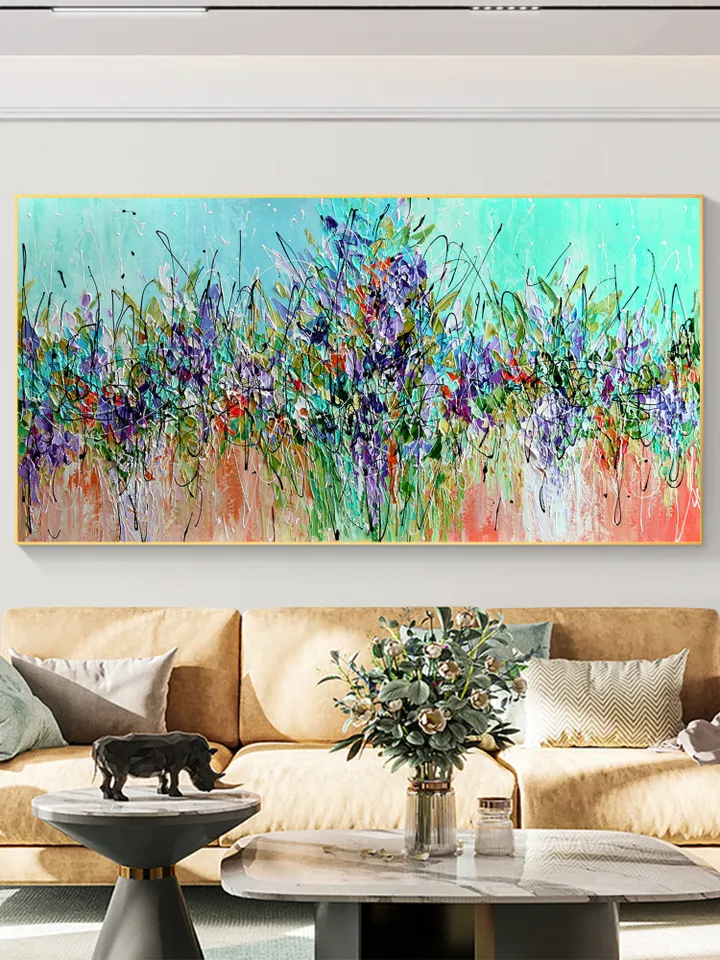Original Oil Painting on Canvas, Large wall art, Boho Wall Décor, Green Abstract Art, Colorful painting,Home decor,Living room Bedroom Decor