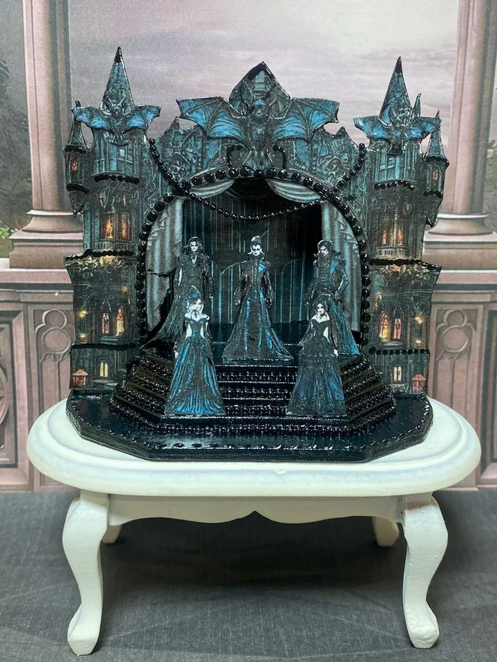 Gothic puppet theaters. Theaters for a stylized dollhouse. Gothic. 1:12. Handmade.