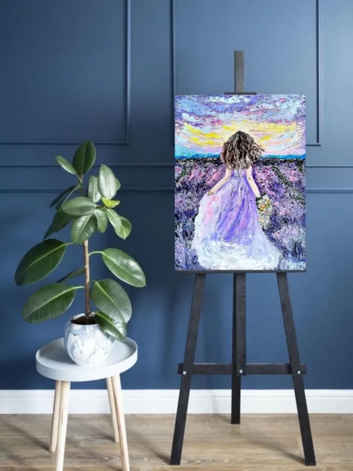 Oil painting with lavender, Provence, 15x20 cm, (5,906 x 7,87 inches),3D, impasto