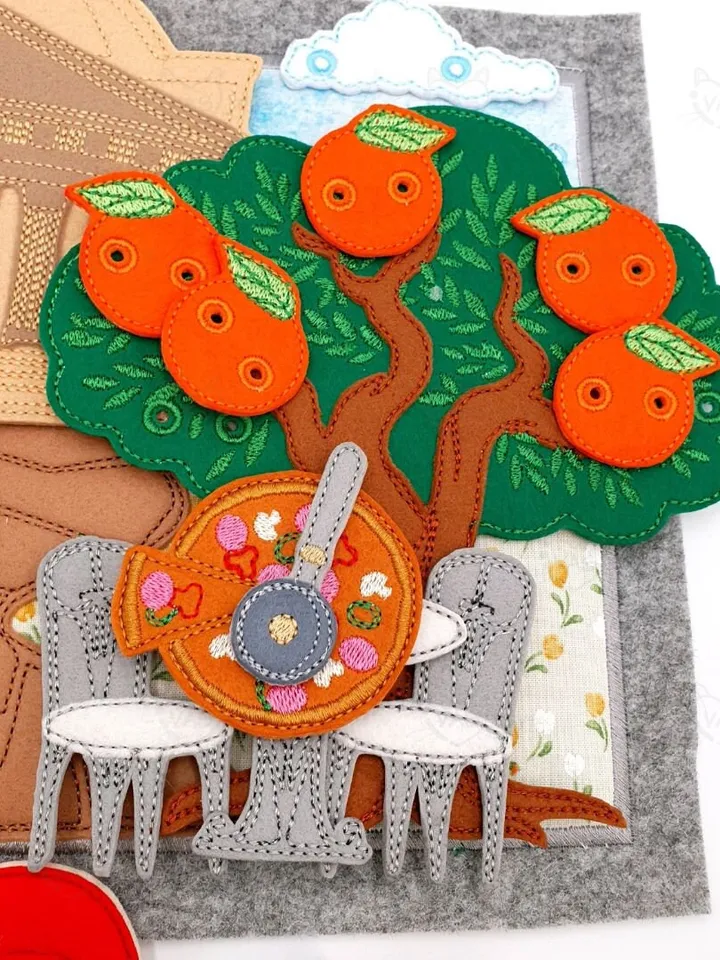 Italy Quiet Book Page & Finger Puppets ITH Embroidery Design, Italian Landmarks Felt Play Set, Educational Toy, Digital Download