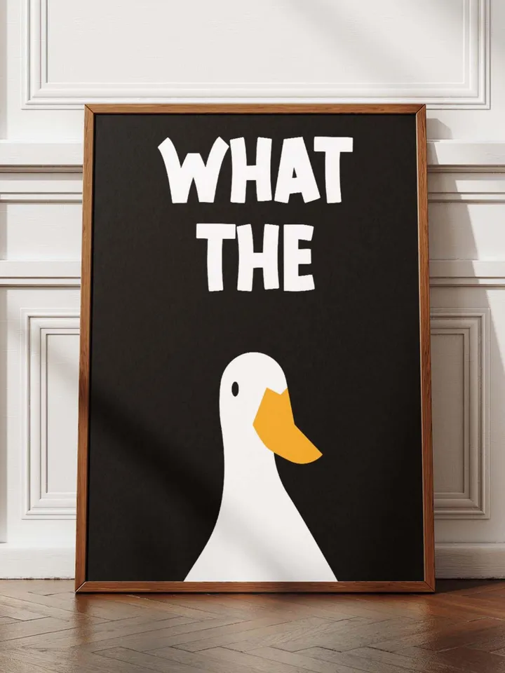 What the Duck Poster Funny Bathroom Wall Art Printable Duck Quote Digital Humor Sign Quirky Toilet Decor Instant Download Digital black