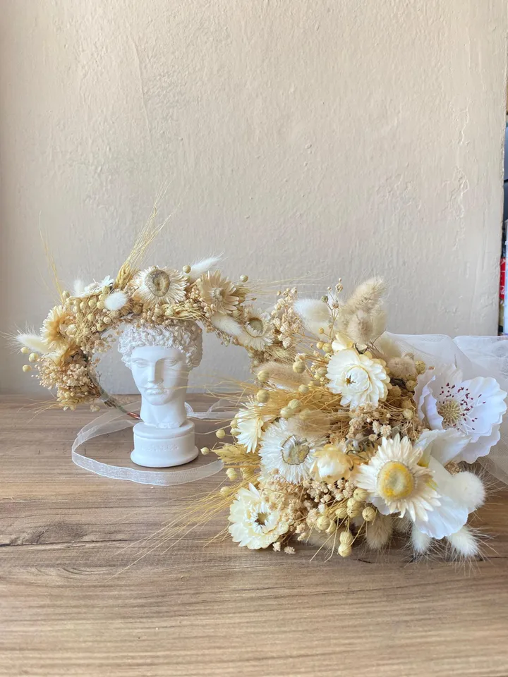 Virgo bridal crown, wedding bridal crown, natural flower,bridal bouquet,Daisy Flower Crown, Bridal Hair Accessories,White flower crown