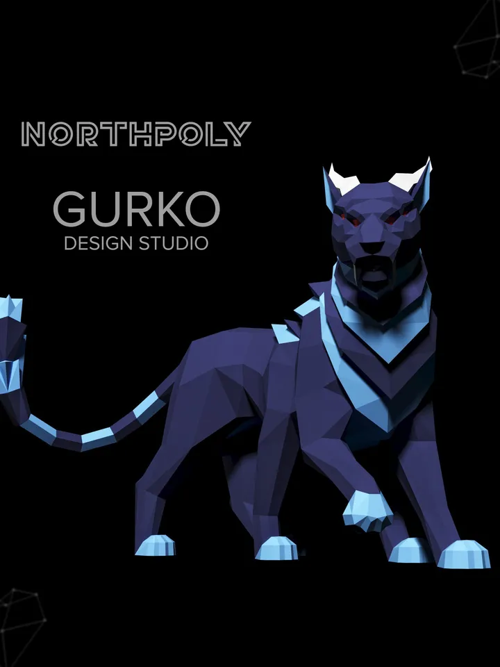 Chimera Cat Papercraft, Cat, Digital Template, PDF Download, Gurko, Low Poly, Pepakura, Origami Sculpture, Paper Party Decoration, DIY Gift