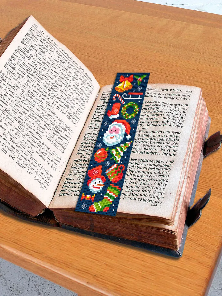 Christmas bookmark cross stitch pattern PDF download Christmas sampler cross stitch chart Bookmark pattern digital PDF Book lover gift #B230