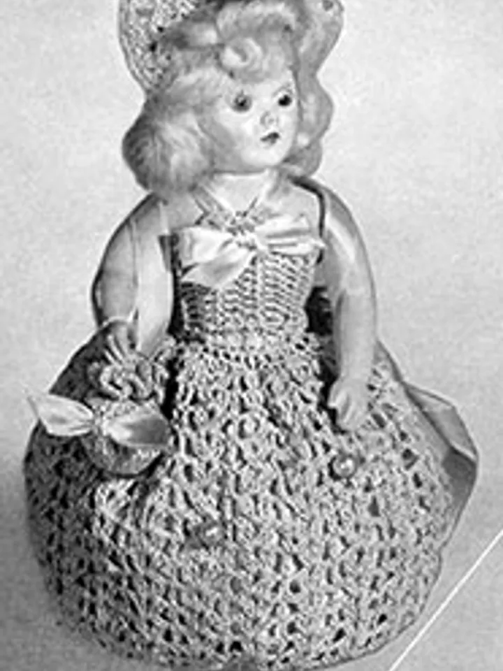 Vintage Crochet Pattern Dress for Doll Pin Cushion Doll Pattern Digital Download PDF