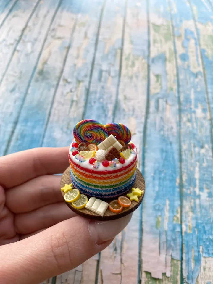 Miniature Rainbow Cake Dollhouse Sweet Candy