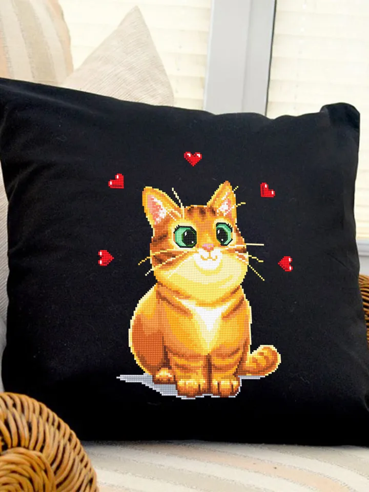 Cute orange cat cross stitch pattern download PDF Animal cross stitch chart, Cat embroidery PDF, Kitten cross stitch, Gift for cat lover #K1