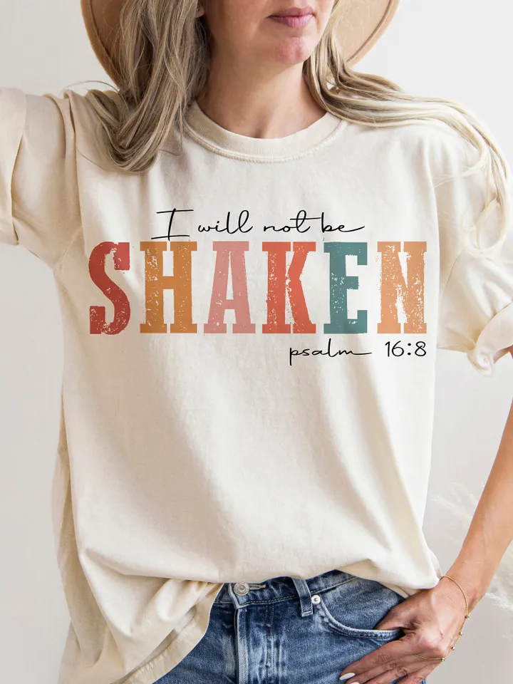 I Will Not Be Shaken PNG Boho Christian Sublimation Design Bible Verse Shirt Design Christian Verse PNG Inspirational Psalm Verse PNG