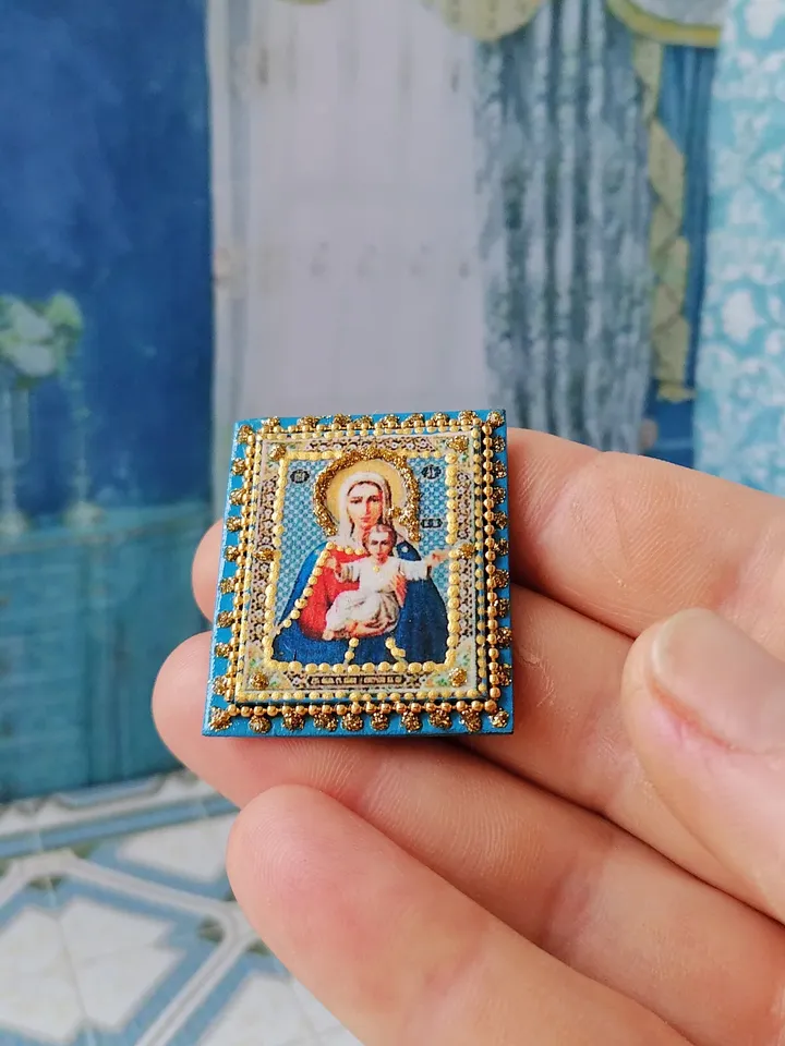 Miniature icon. Christmas icon.1:12 scale.Dollhouse miniature. Christmas. 1:12.Handmade.