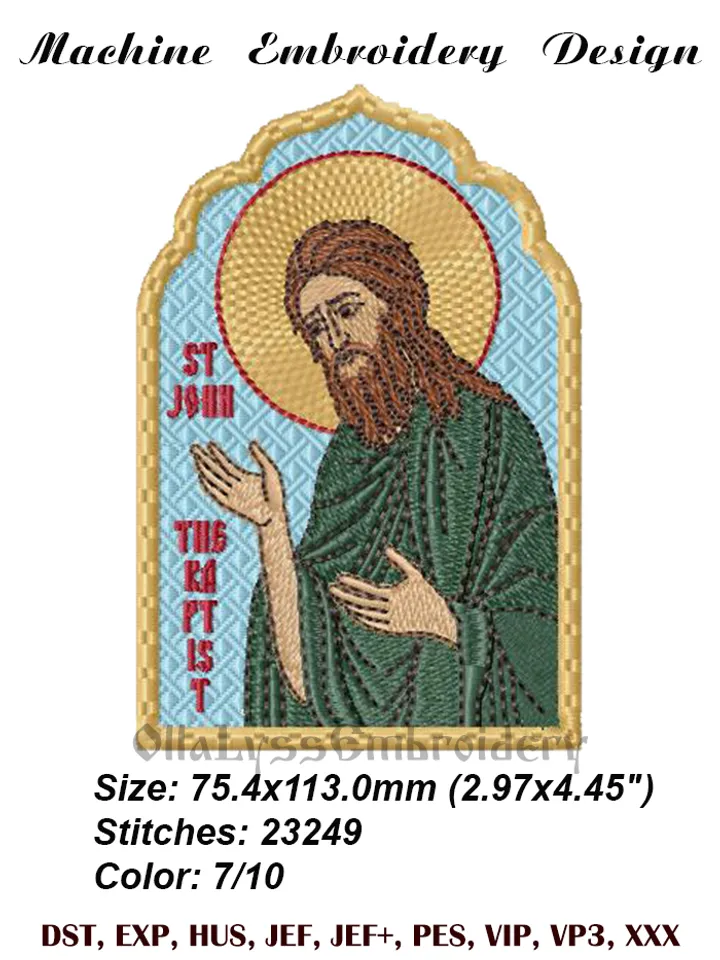John the Baptist embroidery design