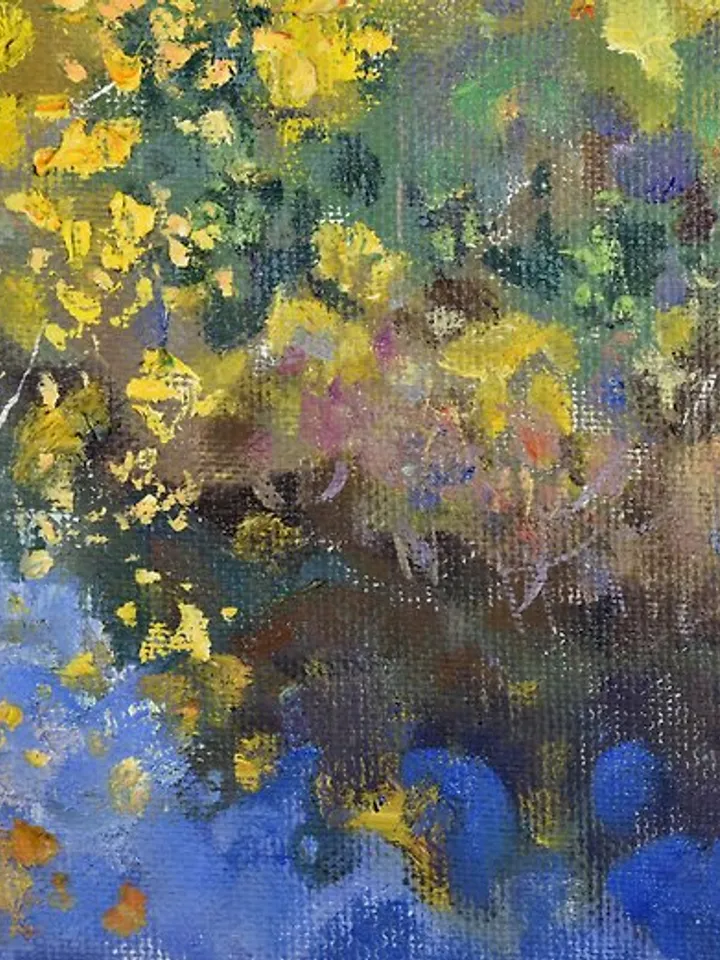Autumn Painting Lake Landscape Birch Tree Original Art Nature Plein Air