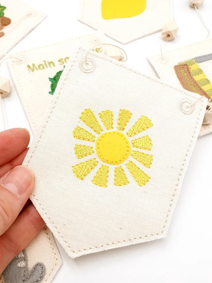 ITH Lemonade Garland Embroidery Design Set, Felt Summer Lemon Party Banner Pattern, 4x4 Hoop Digital File