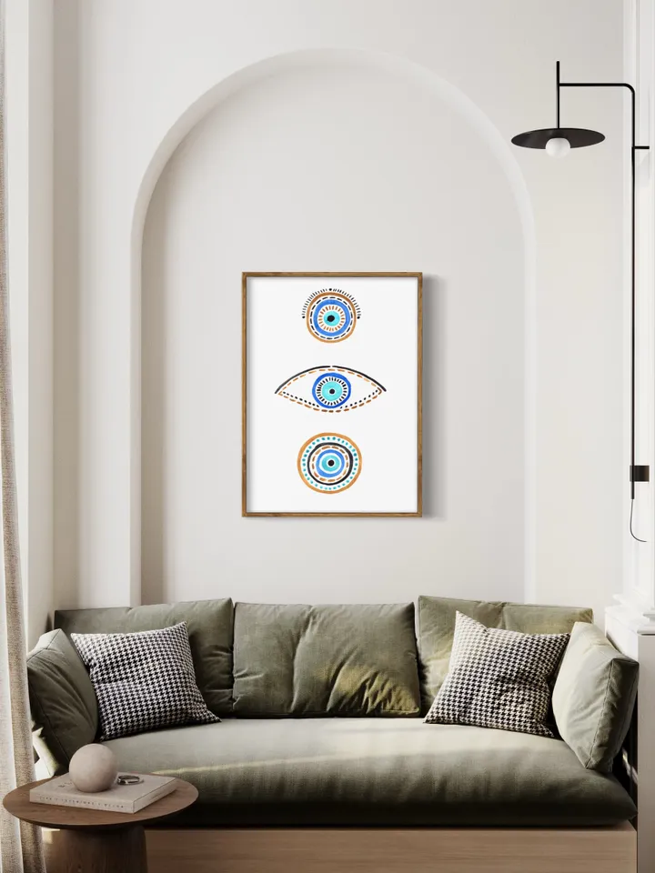 Evil Eye Print,Blue Evil Eye, Nazar Poster, Evil Eye Wall Decor, Abstract Blue Eye, Boho Eye Art Print, Turkish Evil Eye Art Poster