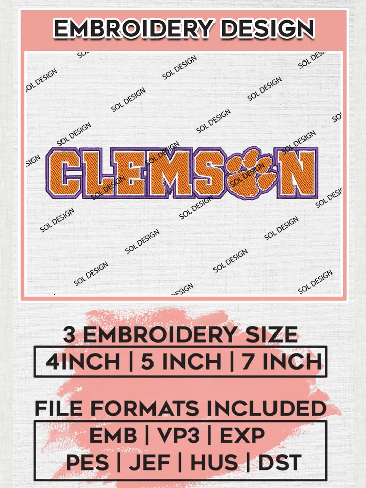 NCAA Clemson Team Writing Logo embroidery designs, NCAA Clemson Tigers Logo Machine embroidery designs, NCAA Team Logo embroidery designs, NCAA Game Day Machine embroidery designs, Digital Download