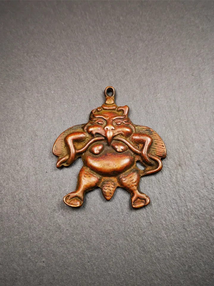 Gandhanra Antique Tibetan Buddhist Amulet,Garuda,Garula,Suparna,Golden-winged Bird Pendant,Made of Red Copper,2.16"