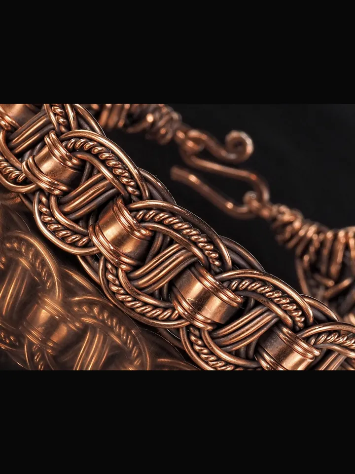 Woven copper wire bracelet Antique style handcrafted copper jewelry Unique gift