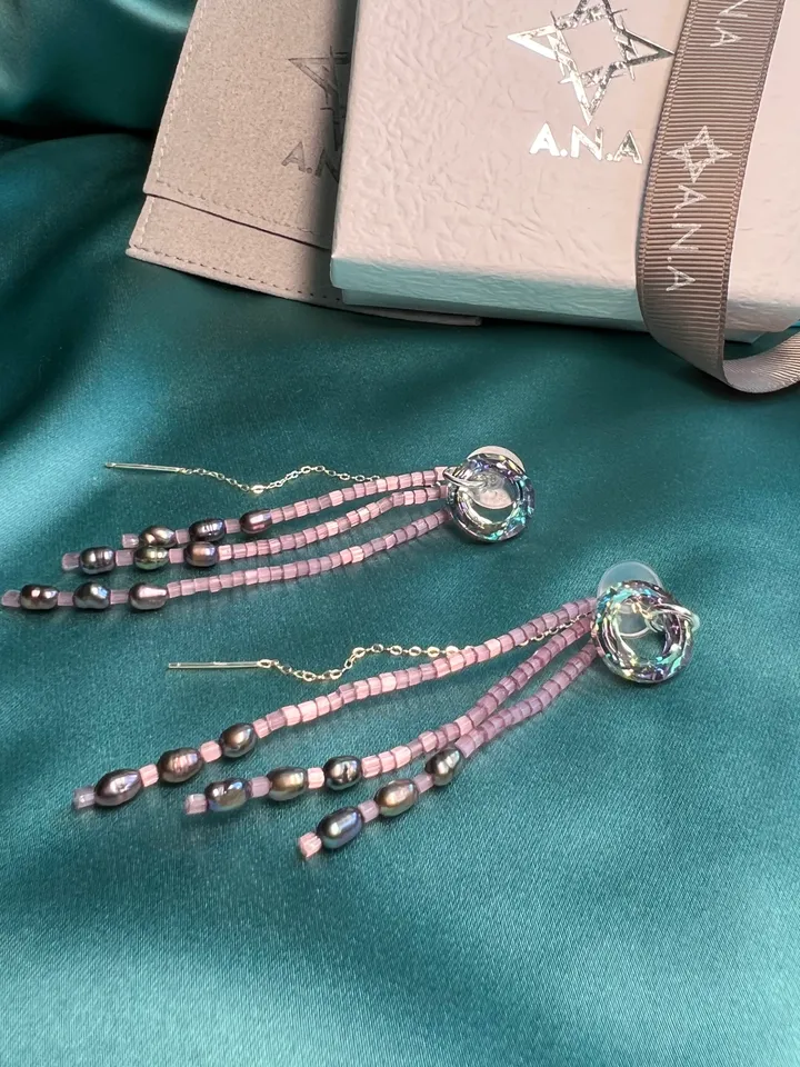 Pearl Silver 925 Jewelry Set Necklace Earrings CALYPSO