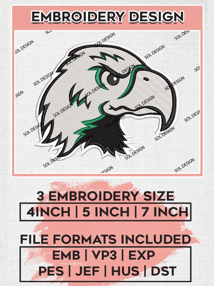 Eastern Michigan Eagles Embroidery Designs, NCAA Logo Embroidery Files, NCAA Eastern Michigan Eagles Logo, NCAA Embroidery Designs, Machine Embroidery Designs, Digital Download