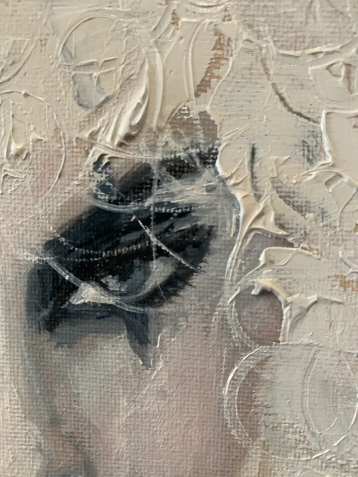 Original Oil Painting Mysterious Clown Woman Portrait 8x8 inches
