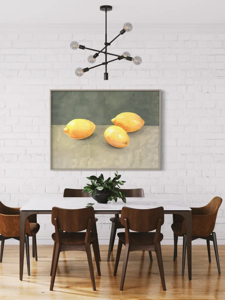 Lemons Still Life, Modern Citrus Art Print, Kitchen Decor, Lemon Wall Art, Minimalist Lemon Art, Lemon Wall Art, Abstract Art Print