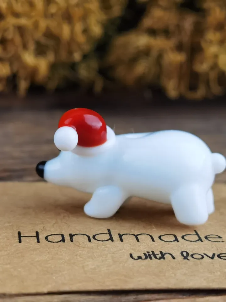 Glass beads Polar Bear beads Lampwork beads polar bear figurine Glass bear Miniature bear Tiny glass animals Blown glass art Terrarium