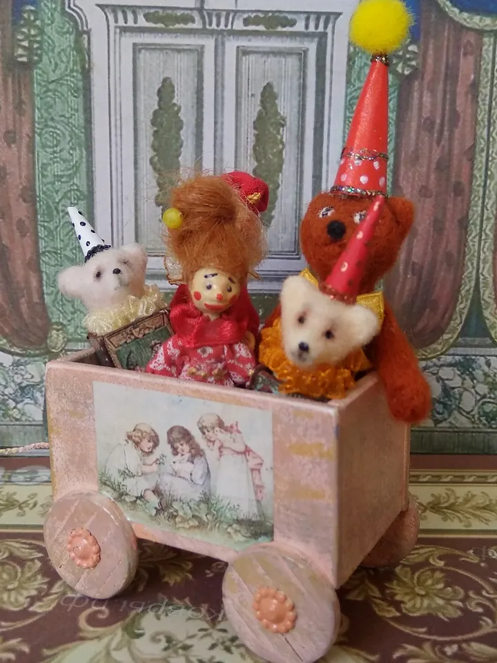 Trolley for dollhouse. Doll toy.The cart for the doll house.1:12 scale.
