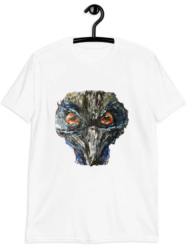 Cassowary bird short-Sleeve Unisex T-Shirt made with my original mix media painting,unique wearable gift for animal lovers.
