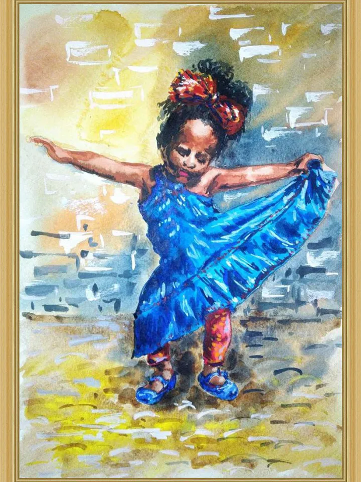 Ballerina Painting Black African Queen Original Art Figurative Painting Watercolor Art 11 by 8 by TatianaArtShop