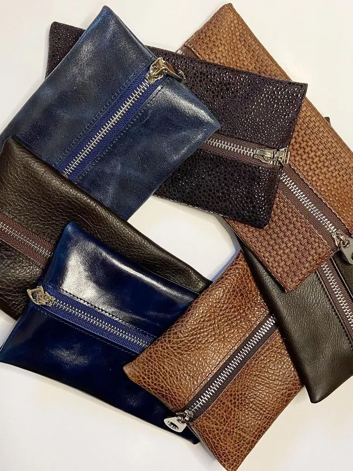 Leather cosmetic bag