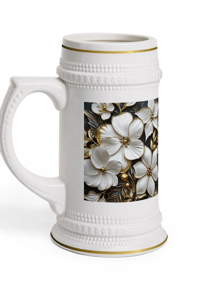 Floral Beer Stein Mug | Elegant Drinkware | Perfect Gift for Beer Lovers | Home Bar Decor | Wedding Toasting | Celebrate Any Occasion