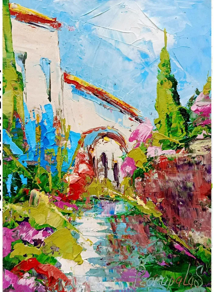 Positano Oil Painting Amalfi Coast Original Art Italy Seascape Impasto Artwork Travel Gifts 7x5 in