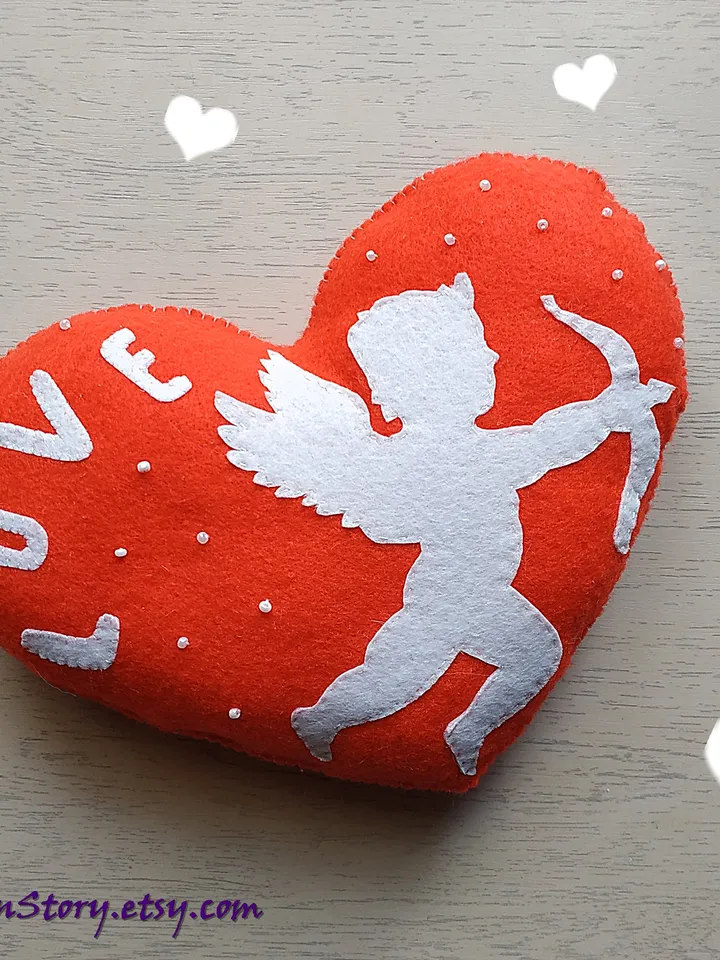 Valentines day pattern, felt pattern, felt heart pattern, heart ornament, Valentines day décor, Valentines day gift, felt sewing pattern PDF, Valentines ornament