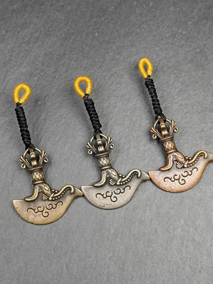 Delicate Small Kartika Amulet (Knife of the dakinis),Gandhanra Antique Tibetan Buddhism Protective Charm Pendant,31×27mm