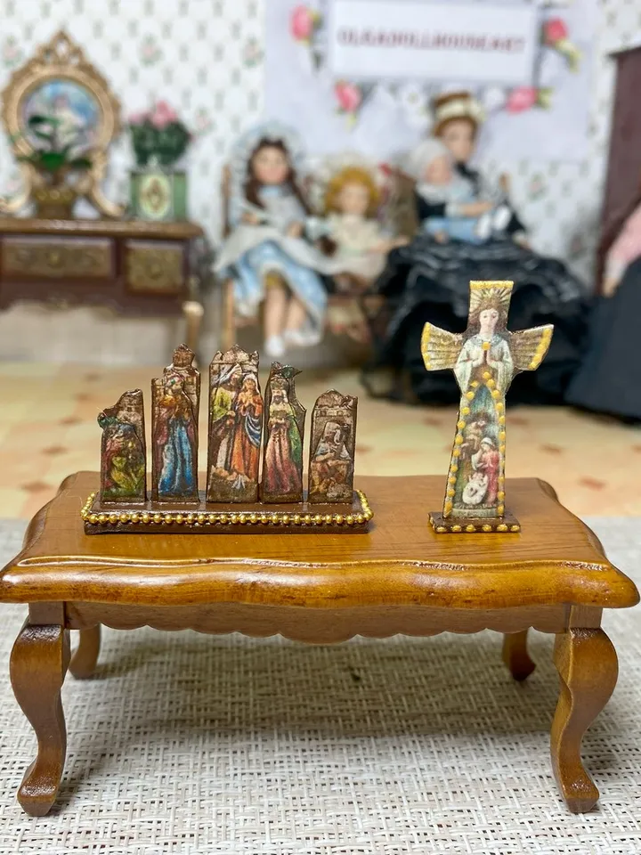 Christmas set. Dollhouse miniature. 1:12. Christmas. Christmas gift. Author's design. Nativity scene.