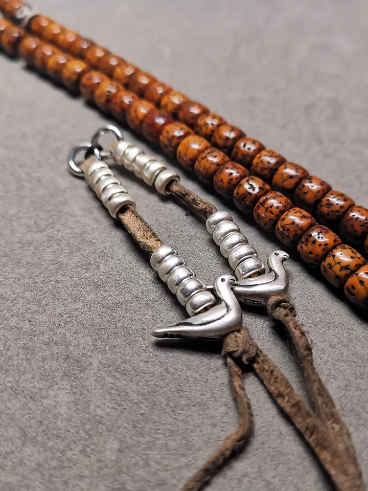 Gandhanra Handmade 5mm Silver Tibetan Buddhist Prayer Bead Counters for 8-15mm Mala,Lucky Birds Pendant