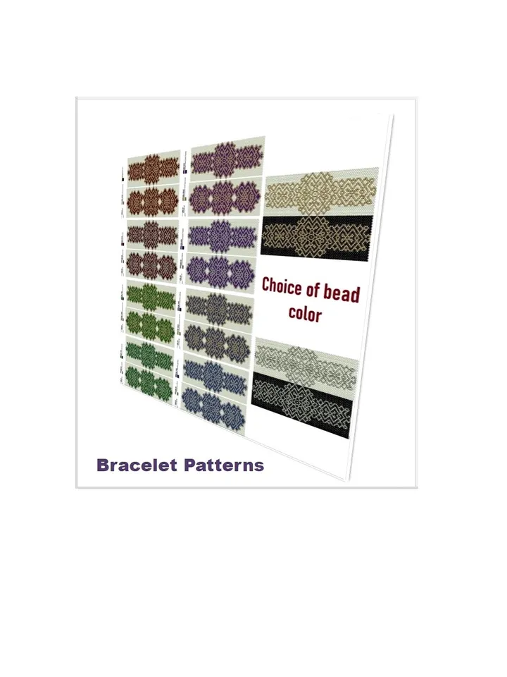 Cuff Bracelet Odd-Count Peyote Stitch Bead Patterns, Miyuki Delica or Czech beads Preciosa, Instant Download
