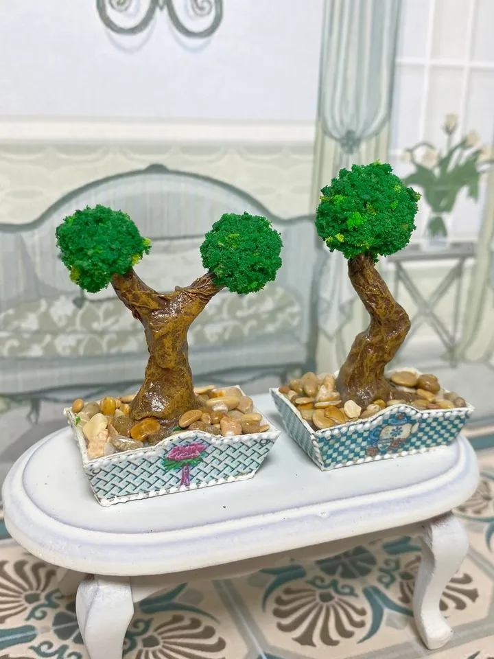 Miniature bonsai for a dollhouse. 1:12. Completely handmade. Plant for a doll.
