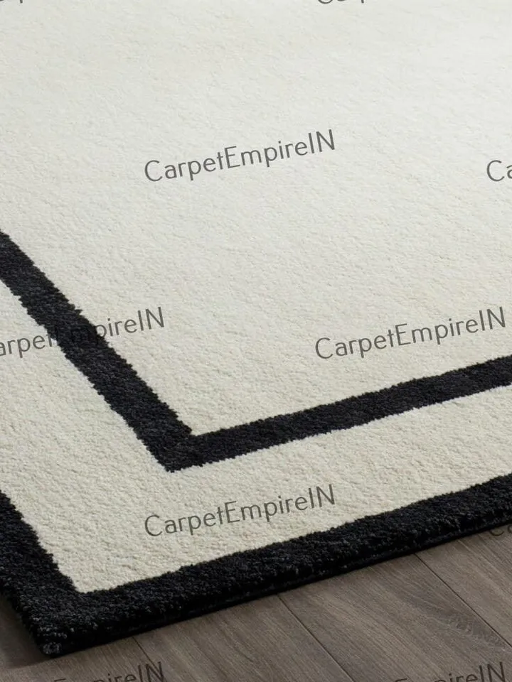 Hand-Woven rug, Area Rugs, Wool rug,Border Rug, ivory and Black, Contemporary Living Room rug, custom rug, 5x7,6x9,8x10,9x12,10x14,12x15