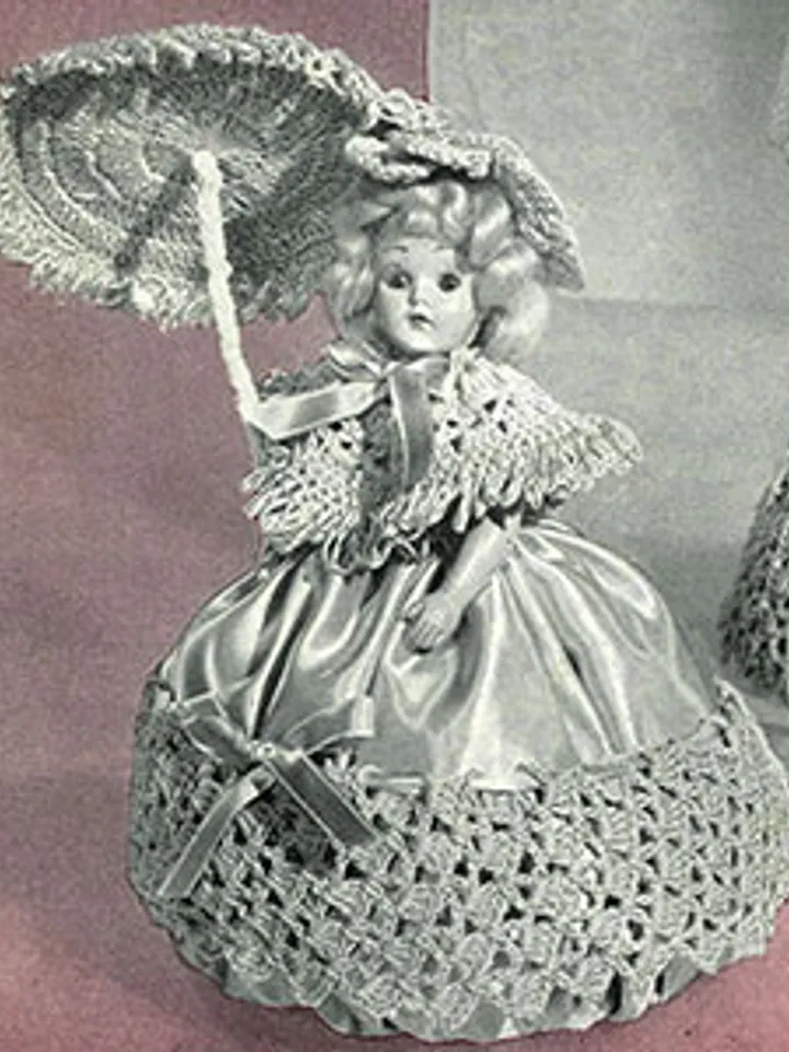 Vintage Crochet Pattern Dress for Doll Rose Pin Cushion Doll Pattern Digital Download PDF