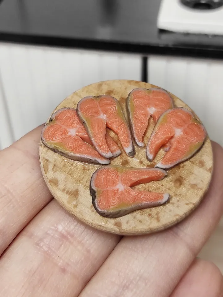 Realistic fish steak, food for dolls, fish for dolls, doll house, gift idea, miniature food, dollhouse miniature