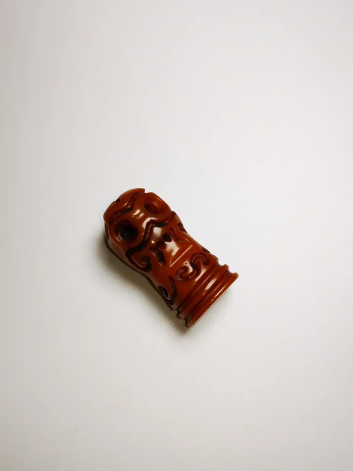 Gandhanra Tibetan Amulet,Yak Bone Carved Skull Sītavana Pendant, Hand-carved Skull Pendant for Prayer Bead/Necklace