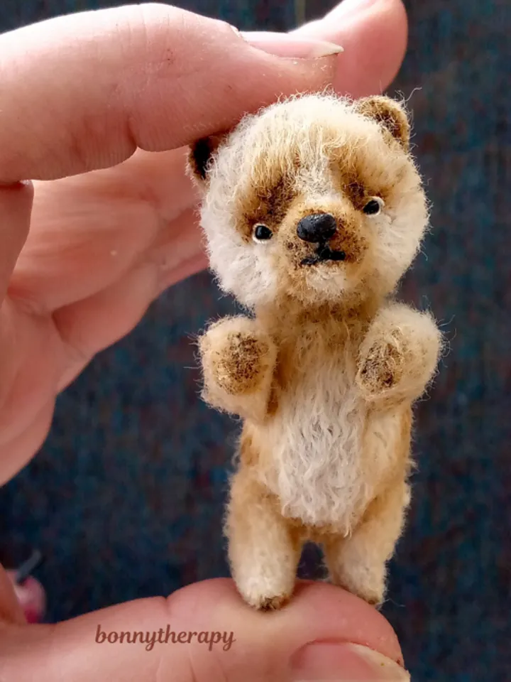 Miniature stuffed bear 2.3 inches, tiny cute teddy bear